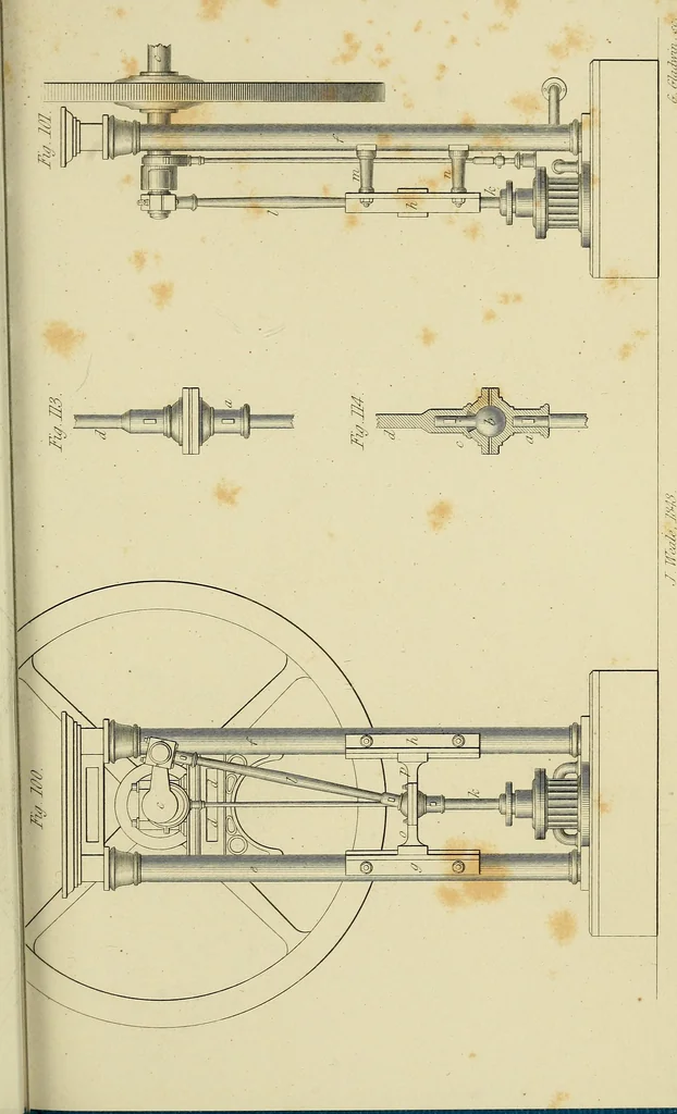 An illustration from The high-pressure steam engine : an exposition of its comparative merits, and an essay towards an improved system of construction, adapted especially to secure safety and economy in its use, 1847, leaf 371