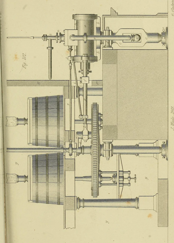 An illustration from The high-pressure steam engine : an exposition of its comparative merits, and an essay towards an improved system of construction, adapted especially to secure safety and economy in its use, 1847, leaf 373