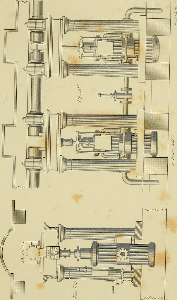 An illustration from The high-pressure steam engine : an exposition of its comparative merits, and an essay towards an improved system of construction, adapted especially to secure safety and economy in its use, 1847, leaf 379