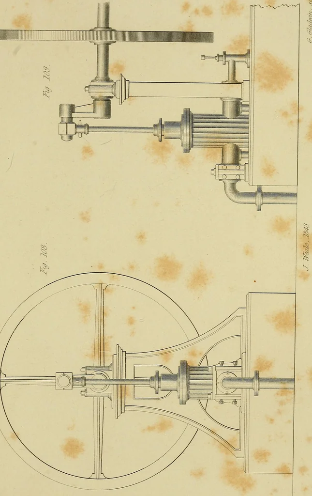 An illustration from The high-pressure steam engine : an exposition of its comparative merits, and an essay towards an improved system of construction, adapted especially to secure safety and economy in its use, 1847, leaf 381