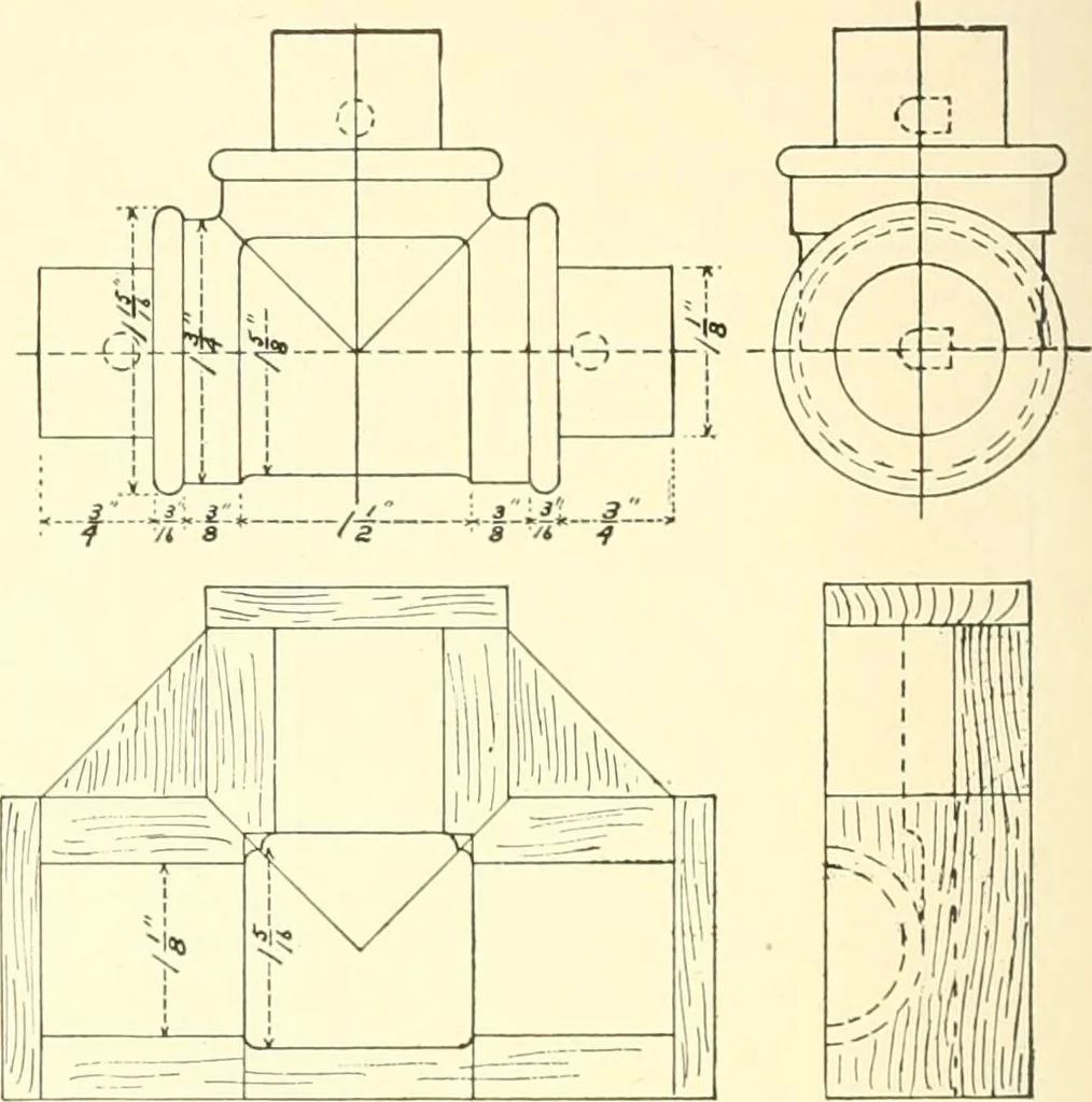 An illustration from High school manual training course in woodwork, including cost of equipment and supplies and studies on trees and wood, 1905, leaf 198