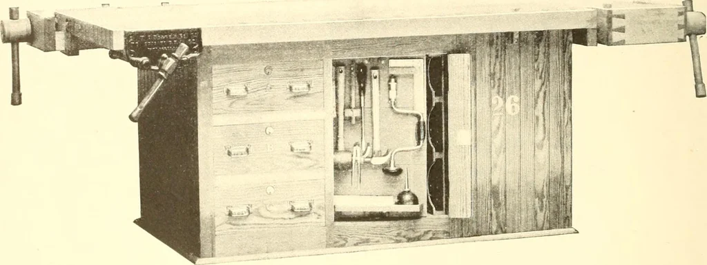 An illustration from High school manual training course in woodwork, including cost of equipment and supplies and studies on trees and wood, 1905, leaf 4