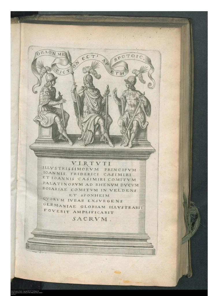 An illustration from Tractatus posthumus Jani Jacobi Boissardi Vesvuntini de divinatione et magicis præstigiis: quarum veritas ac vanitas solidè exponitur per descriptionem deorum fatidicorum qui olim responsa dederunt; eorundemque prophetarum, sacerdotum, Phoebadum, Sibyllarum et divinorum qui priscis temporibus celebres oraculis exstiterunt / Adjunctis simul omnium effigiebus, ab ipso autore ... delineatis ; jam ... æri incisis per Joh. Theodor. de Bry, 1611, leaf 13