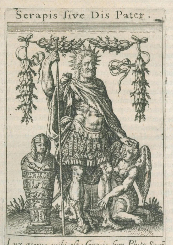 An illustration from Tractatus posthumus Jani Jacobi Boissardi Vesvuntini de divinatione et magicis præstigiis: quarum veritas ac vanitas solidè exponitur per descriptionem deorum fatidicorum qui olim responsa dederunt; eorundemque prophetarum, sacerdotum, Phoebadum, Sibyllarum et divinorum qui priscis temporibus celebres oraculis exstiterunt / Adjunctis simul omnium effigiebus, ab ipso autore ... delineatis ; jam ... æri incisis per Joh. Theodor. de Bry, 1611, leaf 165