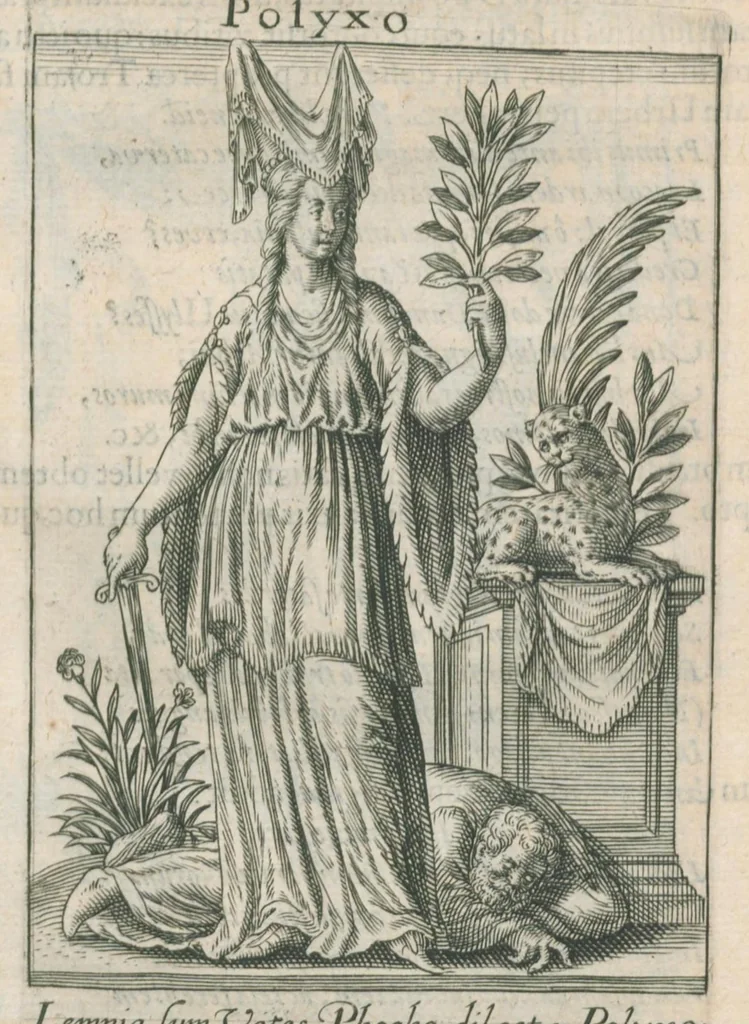 An illustration from Tractatus posthumus Jani Jacobi Boissardi Vesvuntini de divinatione et magicis præstigiis: quarum veritas ac vanitas solidè exponitur per descriptionem deorum fatidicorum qui olim responsa dederunt; eorundemque prophetarum, sacerdotum, Phoebadum, Sibyllarum et divinorum qui priscis temporibus celebres oraculis exstiterunt / Adjunctis simul omnium effigiebus, ab ipso autore ... delineatis ; jam ... æri incisis per Joh. Theodor. de Bry, 1611, leaf 218