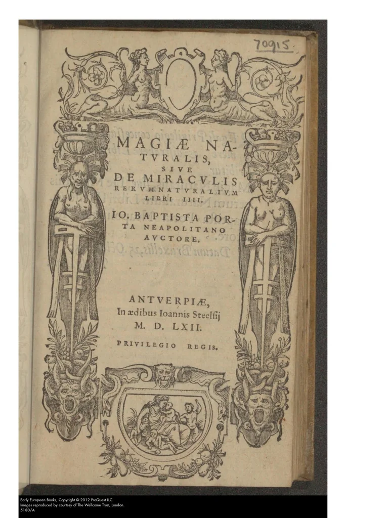 An illustration from Magiæ natvralis, sive de miracvlis rervm naturalivm libri IIII / Io. Baptista Porta ... avctore, 1562, leaf 9