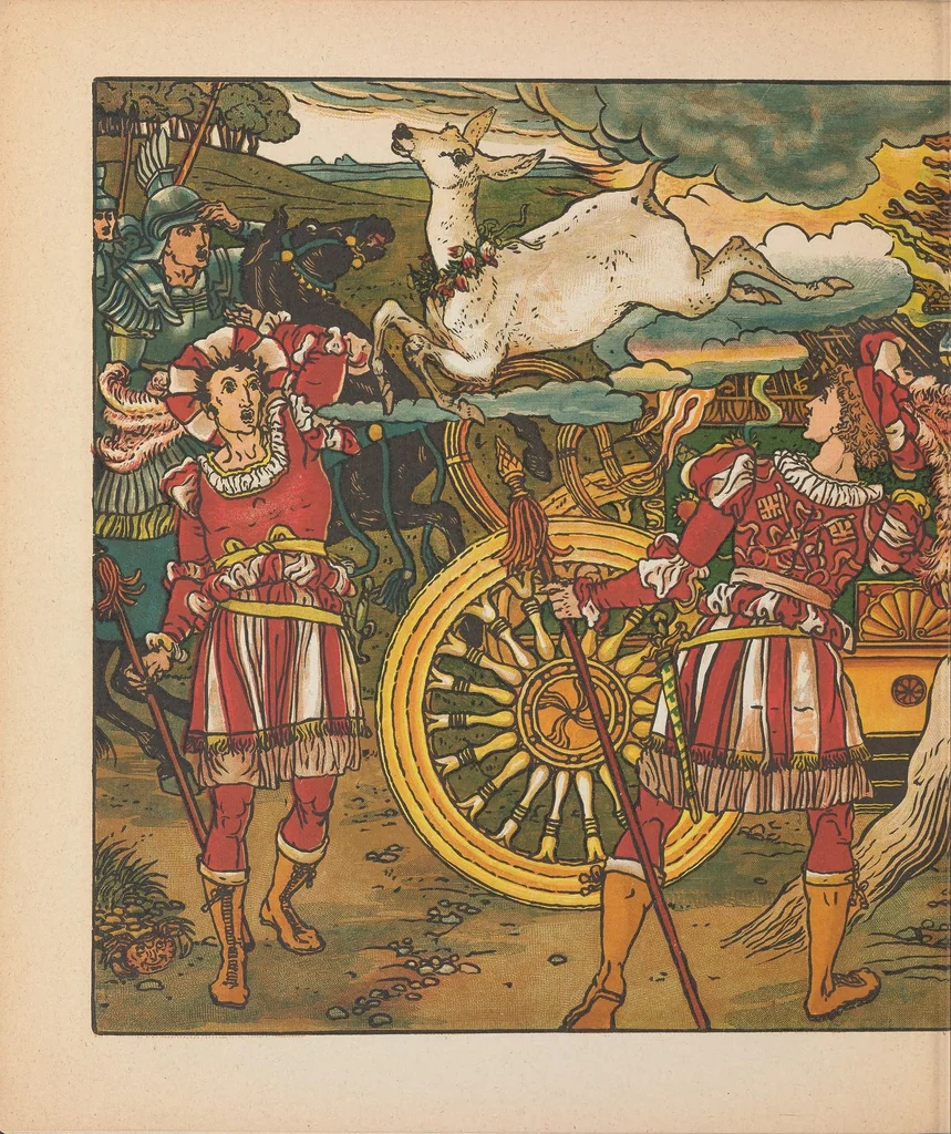 An illustration from The hind in the wood, 1875, leaf 12