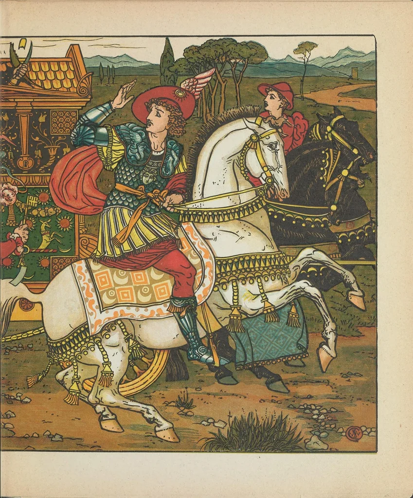 An illustration from The hind in the wood, 1875, leaf 13