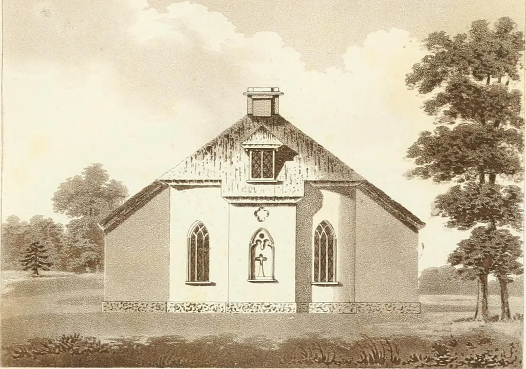 An illustration from Hints for dwellings : consisting of original designs for cottages, farm-houses, villas &c. plain and ornamental, with plans to each : in which strict attention is paid to unite convenience and elegance with economy : including some designs for town houses, 1801, leaf 26