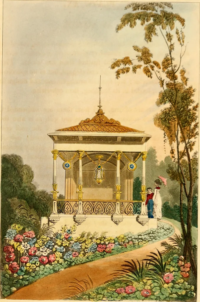 An illustration from Hints on ornamental gardening : consisting of a series of designs for garden buildings, useful and decorative gates, fences, railroads, &c., accompanied by observations on the principles and theory of rural improvement, interspersed with occasional remarks on rural architecture., 1823, leaf 145