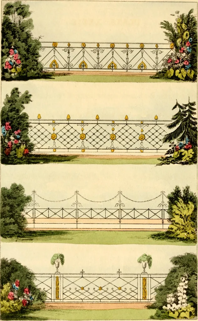 An illustration from Hints on ornamental gardening : consisting of a series of designs for garden buildings, useful and decorative gates, fences, railroads, &c., accompanied by observations on the principles and theory of rural improvement, interspersed with occasional remarks on rural architecture., 1823, leaf 166