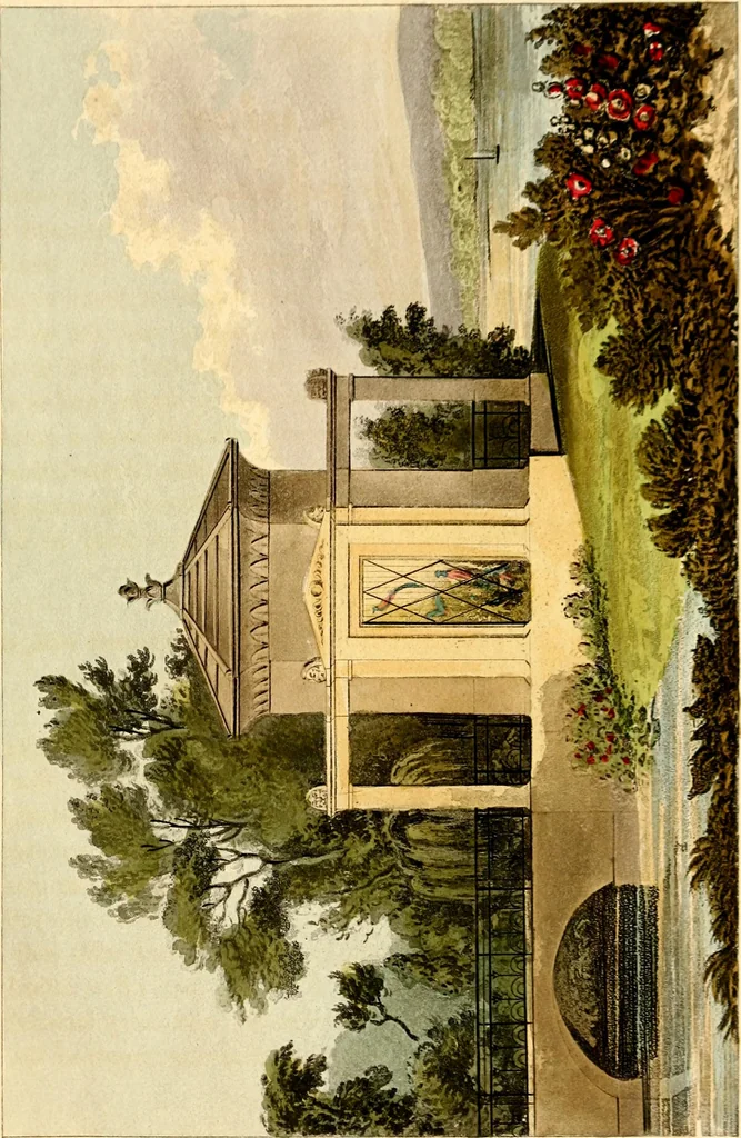 An illustration from Hints on ornamental gardening : consisting of a series of designs for garden buildings, useful and decorative gates, fences, railroads, &c., accompanied by observations on the principles and theory of rural improvement, interspersed with occasional remarks on rural architecture., 1823, leaf 71