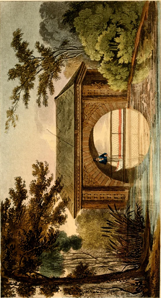 An illustration from Hints on ornamental gardening : consisting of a series of designs for garden buildings, useful and decorative gates, fences, railroads, &c., accompanied by observations on the principles and theory of rural improvement, interspersed with occasional remarks on rural architecture., 1823, leaf 74