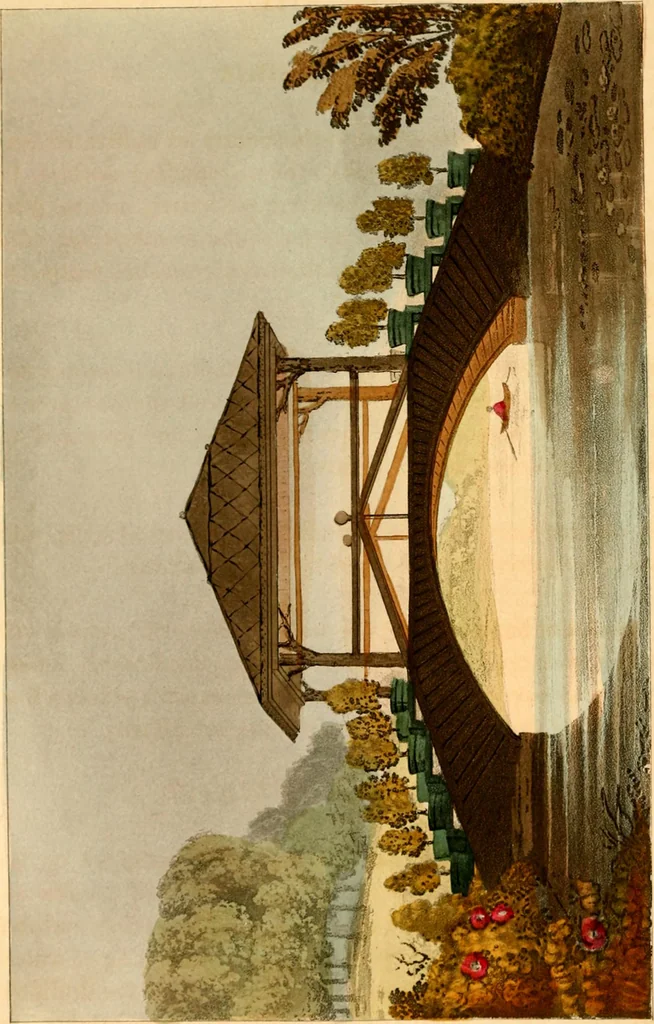 An illustration from Hints on ornamental gardening : consisting of a series of designs for garden buildings, useful and decorative gates, fences, railroads, &c., accompanied by observations on the principles and theory of rural improvement, interspersed with occasional remarks on rural architecture., 1823, leaf 80
