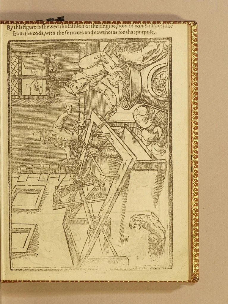An illustration from His Maiesties gracious letter to the Earle of South-Hampton, treasurer, and to the Councell and Company of Virginia heere: commanding the present setting up of silke works, and planting of vines in Virginia. : And the letter of the treasurer, councell, and company, to the gouernour and councell of state there, for the strict execution of His Maiesties royall commands herein. Also a treatise of the art of making silke: or, Directions for the making of lodgings, and the breeding, nourishing, and ordering of silkewormes, and for the planting of mulbery trees, and all other things belonging to the silke art. Together with instructions how to plant and dresse vines, and to make wine, and how to dry raisins, figs, and other fruits, and to set oliues, oranges, lemons, pomegranates, almonds, and many other fruits, &c. And in the end, a conclusion, with sundry profitable remonstrances to the colonies. Set foorth for the benefit of the two renowned and most hopefull sisters, Virginia, and the Summer-Ilands., 1622, leaf 33
