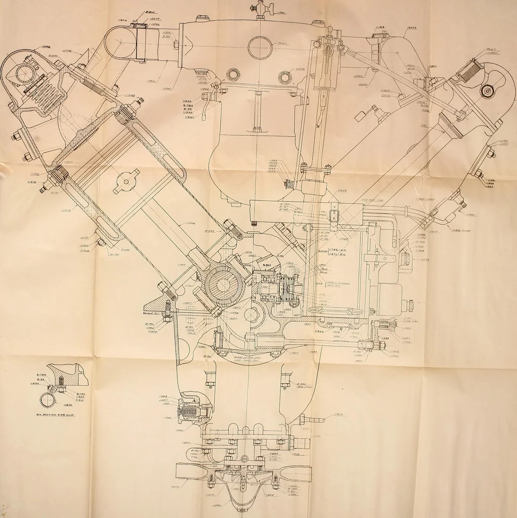 An illustration from Hispano-Suiza aeronautical engines, Birkigt patents. Instruction book, September, 1918, series no. 6H, 1918, leaf 183