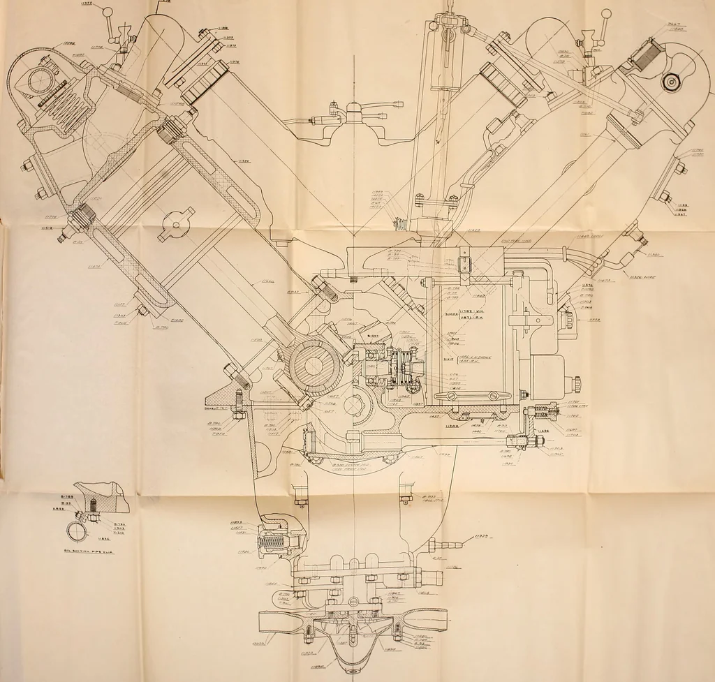 An illustration from Hispano-Suiza aeronautical engines, Birkigt patents. Instruction book, September, 1918, series no. 6H, 1918, leaf 191