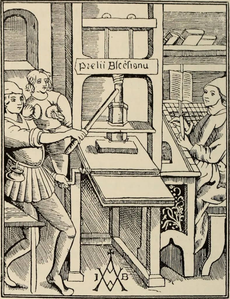An illustration from Histoire économique de l'imprimerie, 1905, leaf 398