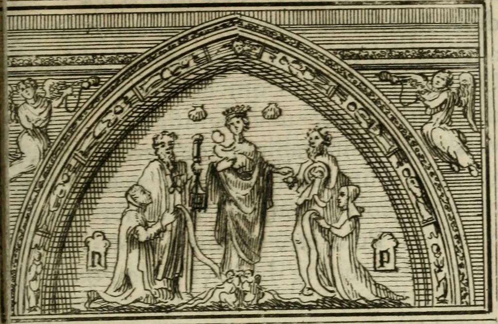 An illustration from Histoire critique de Nicolas Flamel et de Pernelle sa femme : recueillie d'actes anciens qui justifient l'origine & la médiocrité de leur fortune contre les imputations des alchimistes : on y a joint le testament de Pernelle & plusieurs autres pieces intéressantes, 1761, leaf 18