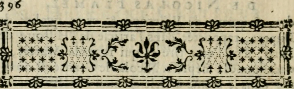 An illustration from Histoire critique de Nicolas Flamel et de Pernelle sa femme : recueillie d'actes anciens qui justifient l'origine & la médiocrité de leur fortune contre les imputations des alchimistes : on y a joint le testament de Pernelle & plusieurs autres pieces intéressantes, 1761, leaf 415
