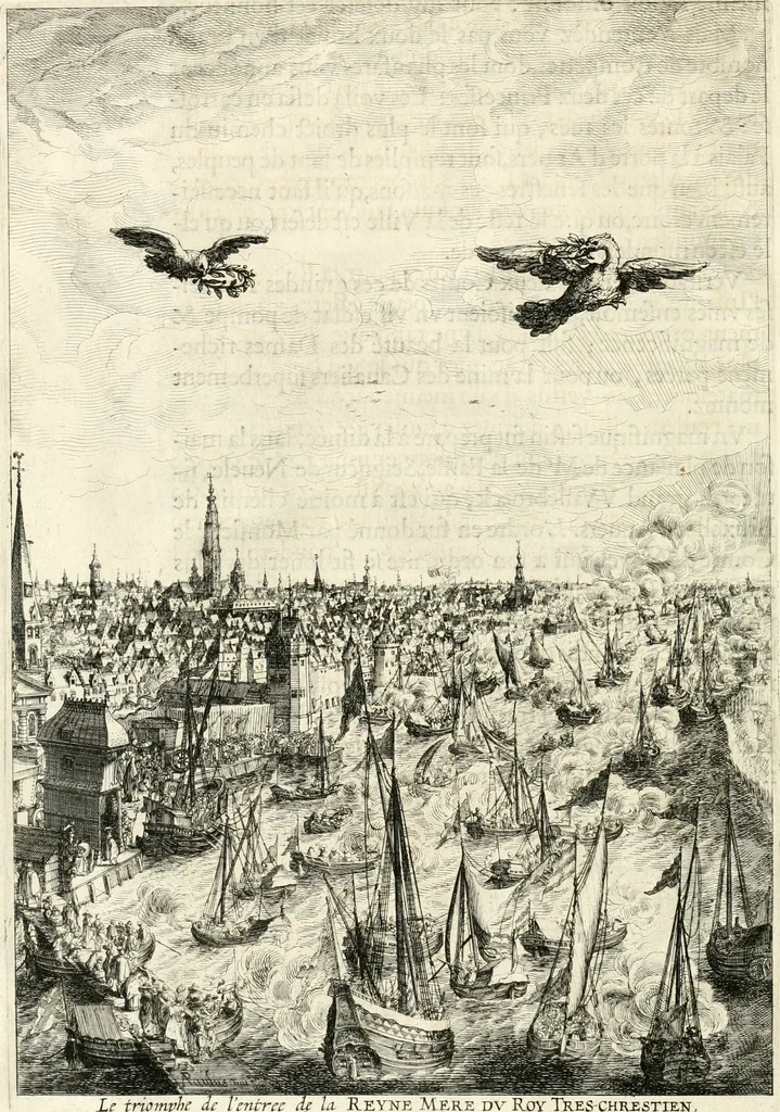 An illustration from Histoire curieuse de tout ce qui c'est passé a l'entree de la reyne mere du roy treschrestien dans les villes des Pays Bas;, 1632, leaf 49