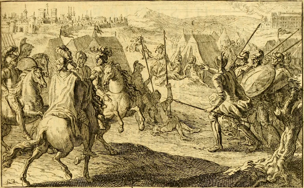 An illustration from Histoire de Charles VI., roi de France. Par monsieur l'abbé de Choisy, 1695, leaf 222
