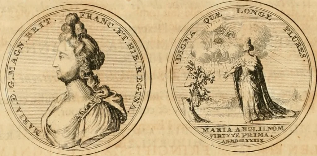 An illustration from Histoire de Guillaume III., roy d'Angleterre, d'Ecosse, de France, et d'Irlande, prince d'Orange, &c.; contenant ses actions les plus memorables, depuis sa naissance jusques à son elevation sur le trône, & ce qui s'est passé dupuis jusques à l'entiere reduction du royaume d'Irlande, 1692, leaf 105