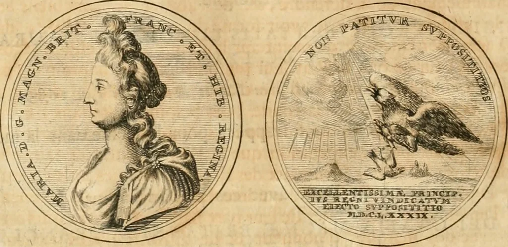 An illustration from Histoire de Guillaume III., roy d'Angleterre, d'Ecosse, de France, et d'Irlande, prince d'Orange, &c.; contenant ses actions les plus memorables, depuis sa naissance jusques à son elevation sur le trône, & ce qui s'est passé dupuis jusques à l'entiere reduction du royaume d'Irlande, 1692, leaf 105