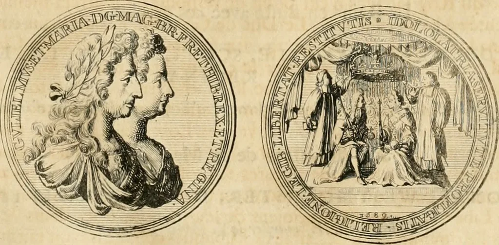 An illustration from Histoire de Guillaume III., roy d'Angleterre, d'Ecosse, de France, et d'Irlande, prince d'Orange, &c.; contenant ses actions les plus memorables, depuis sa naissance jusques à son elevation sur le trône, & ce qui s'est passé dupuis jusques à l'entiere reduction du royaume d'Irlande, 1692, leaf 108
