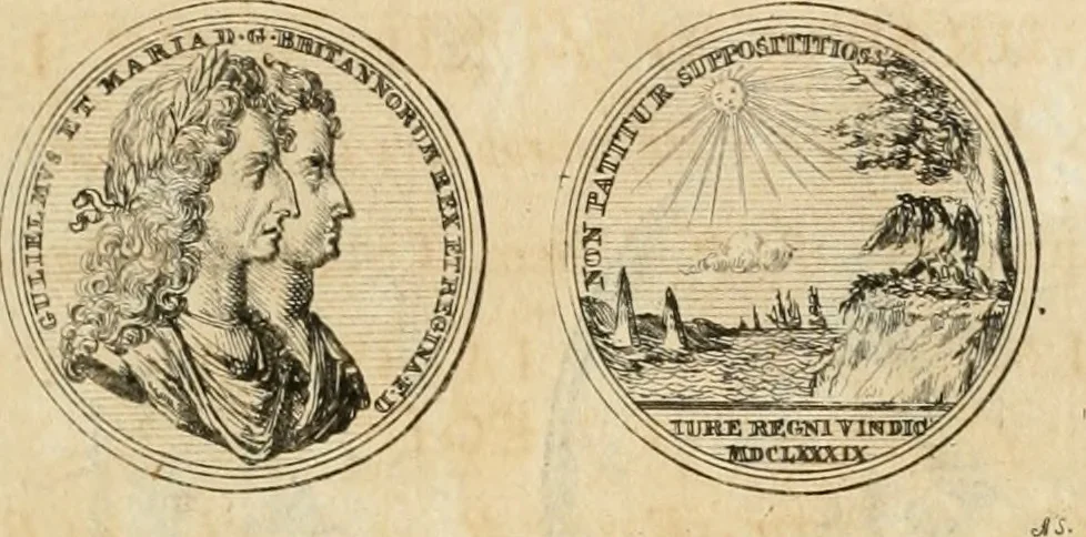 An illustration from Histoire de Guillaume III., roy d'Angleterre, d'Ecosse, de France, et d'Irlande, prince d'Orange, &c.; contenant ses actions les plus memorables, depuis sa naissance jusques à son elevation sur le trône, & ce qui s'est passé dupuis jusques à l'entiere reduction du royaume d'Irlande, 1692, leaf 114