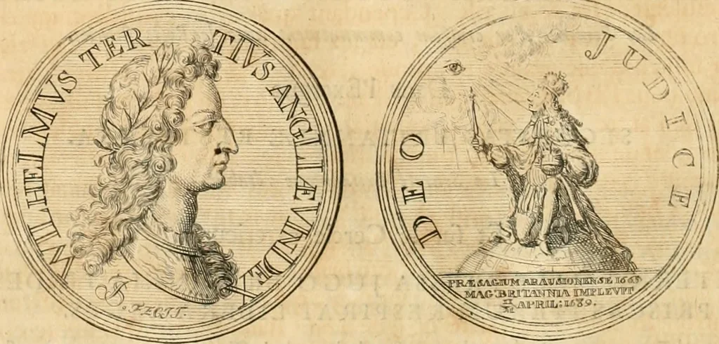 An illustration from Histoire de Guillaume III., roy d'Angleterre, d'Ecosse, de France, et d'Irlande, prince d'Orange, &c.; contenant ses actions les plus memorables, depuis sa naissance jusques à son elevation sur le trône, & ce qui s'est passé dupuis jusques à l'entiere reduction du royaume d'Irlande, 1692, leaf 121