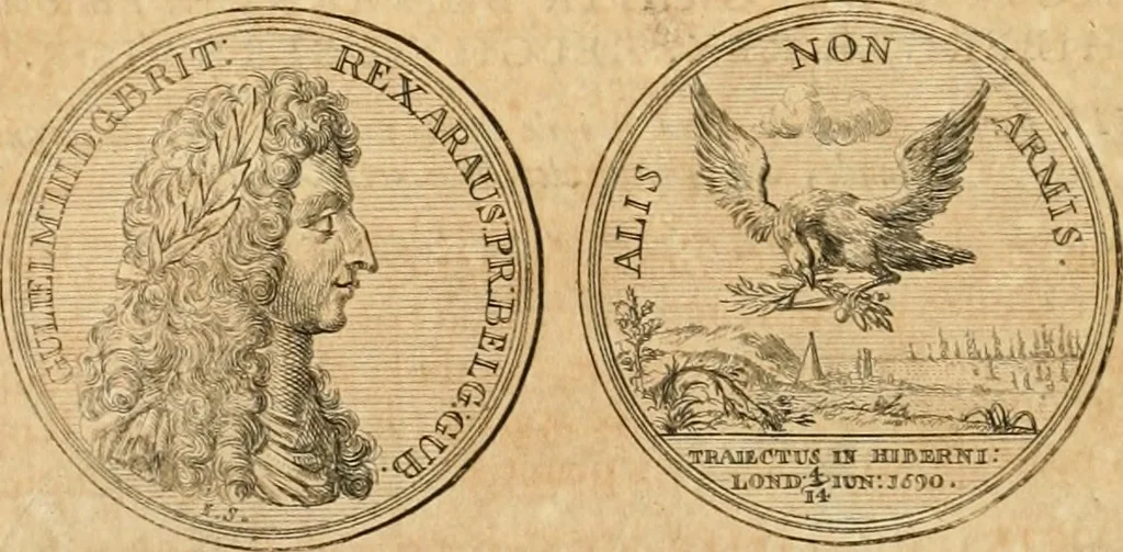 An illustration from Histoire de Guillaume III., roy d'Angleterre, d'Ecosse, de France, et d'Irlande, prince d'Orange, &c.; contenant ses actions les plus memorables, depuis sa naissance jusques à son elevation sur le trône, & ce qui s'est passé dupuis jusques à l'entiere reduction du royaume d'Irlande, 1692, leaf 147