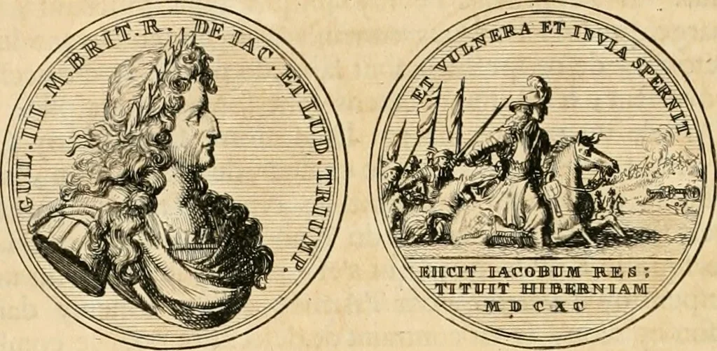 An illustration from Histoire de Guillaume III., roy d'Angleterre, d'Ecosse, de France, et d'Irlande, prince d'Orange, &c.; contenant ses actions les plus memorables, depuis sa naissance jusques à son elevation sur le trône, & ce qui s'est passé dupuis jusques à l'entiere reduction du royaume d'Irlande, 1692, leaf 151
