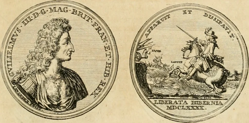 An illustration from Histoire de Guillaume III., roy d'Angleterre, d'Ecosse, de France, et d'Irlande, prince d'Orange, &c.; contenant ses actions les plus memorables, depuis sa naissance jusques à son elevation sur le trône, & ce qui s'est passé dupuis jusques à l'entiere reduction du royaume d'Irlande, 1692, leaf 152