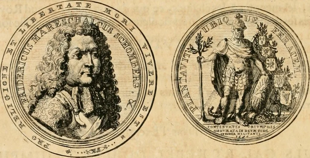 An illustration from Histoire de Guillaume III., roy d'Angleterre, d'Ecosse, de France, et d'Irlande, prince d'Orange, &c.; contenant ses actions les plus memorables, depuis sa naissance jusques à son elevation sur le trône, & ce qui s'est passé dupuis jusques à l'entiere reduction du royaume d'Irlande, 1692, leaf 155