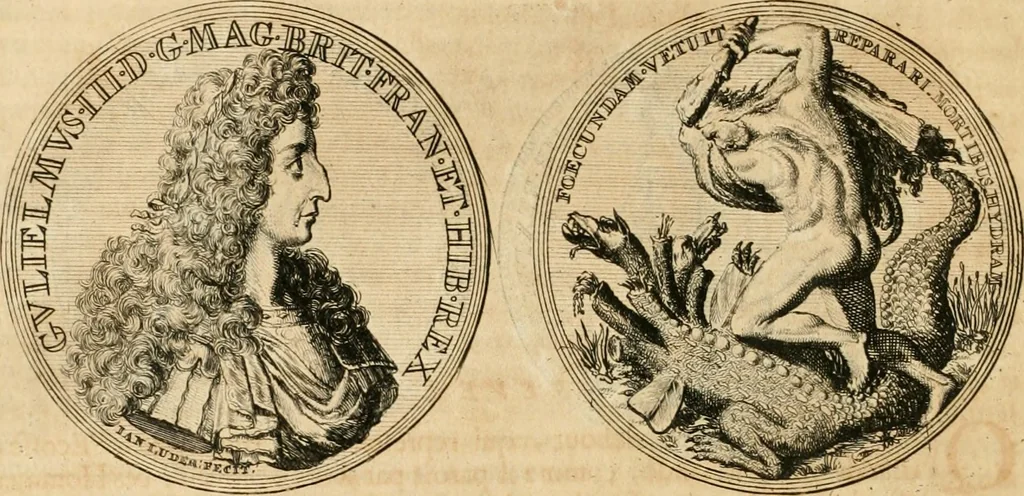 An illustration from Histoire de Guillaume III., roy d'Angleterre, d'Ecosse, de France, et d'Irlande, prince d'Orange, &c.; contenant ses actions les plus memorables, depuis sa naissance jusques à son elevation sur le trône, & ce qui s'est passé dupuis jusques à l'entiere reduction du royaume d'Irlande, 1692, leaf 165