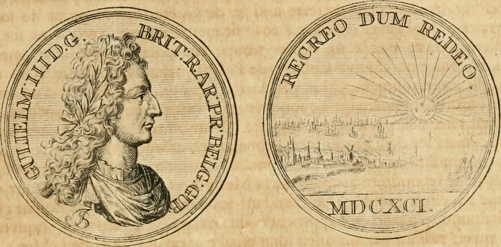 An illustration from Histoire de Guillaume III., roy d'Angleterre, d'Ecosse, de France, et d'Irlande, prince d'Orange, &c.; contenant ses actions les plus memorables, depuis sa naissance jusques à son elevation sur le trône, & ce qui s'est passé dupuis jusques à l'entiere reduction du royaume d'Irlande, 1692, leaf 170