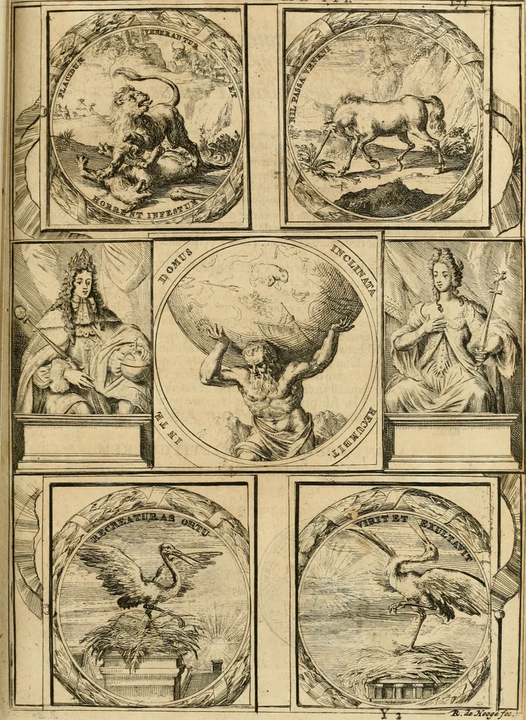 An illustration from Histoire de Guillaume III., roy d'Angleterre, d'Ecosse, de France, et d'Irlande, prince d'Orange, &c.; contenant ses actions les plus memorables, depuis sa naissance jusques à son elevation sur le trône, & ce qui s'est passé dupuis jusques à l'entiere reduction du royaume d'Irlande, 1692, leaf 182