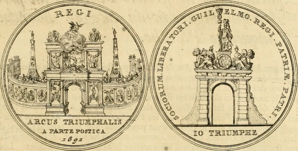 An illustration from Histoire de Guillaume III., roy d'Angleterre, d'Ecosse, de France, et d'Irlande, prince d'Orange, &c.; contenant ses actions les plus memorables, depuis sa naissance jusques à son elevation sur le trône, & ce qui s'est passé dupuis jusques à l'entiere reduction du royaume d'Irlande, 1692, leaf 186
