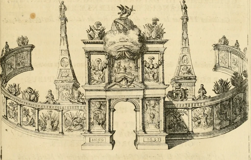 An illustration from Histoire de Guillaume III., roy d'Angleterre, d'Ecosse, de France, et d'Irlande, prince d'Orange, &c.; contenant ses actions les plus memorables, depuis sa naissance jusques à son elevation sur le trône, & ce qui s'est passé dupuis jusques à l'entiere reduction du royaume d'Irlande, 1692, leaf 186