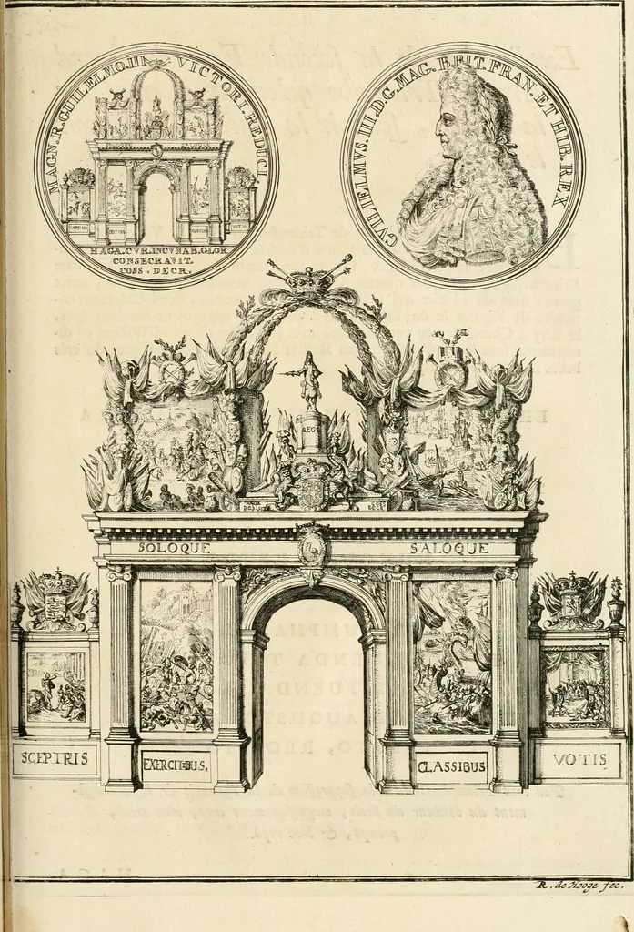 An illustration from Histoire de Guillaume III., roy d'Angleterre, d'Ecosse, de France, et d'Irlande, prince d'Orange, &c.; contenant ses actions les plus memorables, depuis sa naissance jusques à son elevation sur le trône, & ce qui s'est passé dupuis jusques à l'entiere reduction du royaume d'Irlande, 1692, leaf 194
