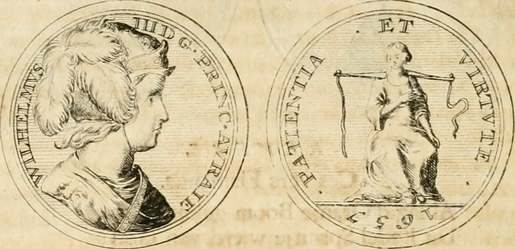 An illustration from Histoire de Guillaume III., roy d'Angleterre, d'Ecosse, de France, et d'Irlande, prince d'Orange, &c.; contenant ses actions les plus memorables, depuis sa naissance jusques à son elevation sur le trône, & ce qui s'est passé dupuis jusques à l'entiere reduction du royaume d'Irlande, 1692, leaf 21
