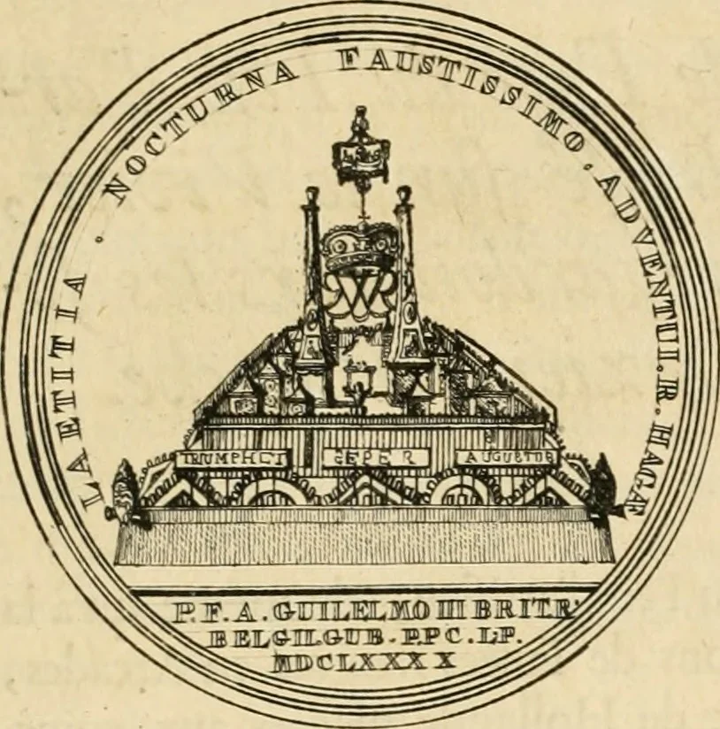 An illustration from Histoire de Guillaume III., roy d'Angleterre, d'Ecosse, de France, et d'Irlande, prince d'Orange, &c.; contenant ses actions les plus memorables, depuis sa naissance jusques à son elevation sur le trône, & ce qui s'est passé dupuis jusques à l'entiere reduction du royaume d'Irlande, 1692, leaf 210