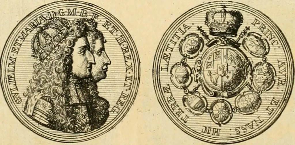 An illustration from Histoire de Guillaume III., roy d'Angleterre, d'Ecosse, de France, et d'Irlande, prince d'Orange, &c.; contenant ses actions les plus memorables, depuis sa naissance jusques à son elevation sur le trône, & ce qui s'est passé dupuis jusques à l'entiere reduction du royaume d'Irlande, 1692, leaf 221
