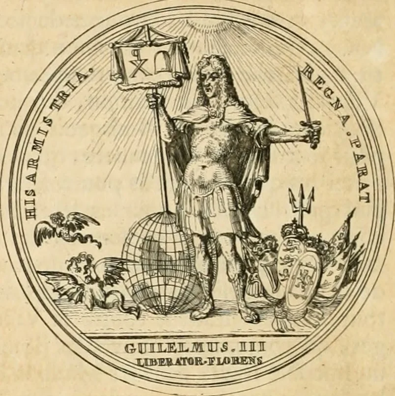 An illustration from Histoire de Guillaume III., roy d'Angleterre, d'Ecosse, de France, et d'Irlande, prince d'Orange, &c.; contenant ses actions les plus memorables, depuis sa naissance jusques à son elevation sur le trône, & ce qui s'est passé dupuis jusques à l'entiere reduction du royaume d'Irlande, 1692, leaf 231