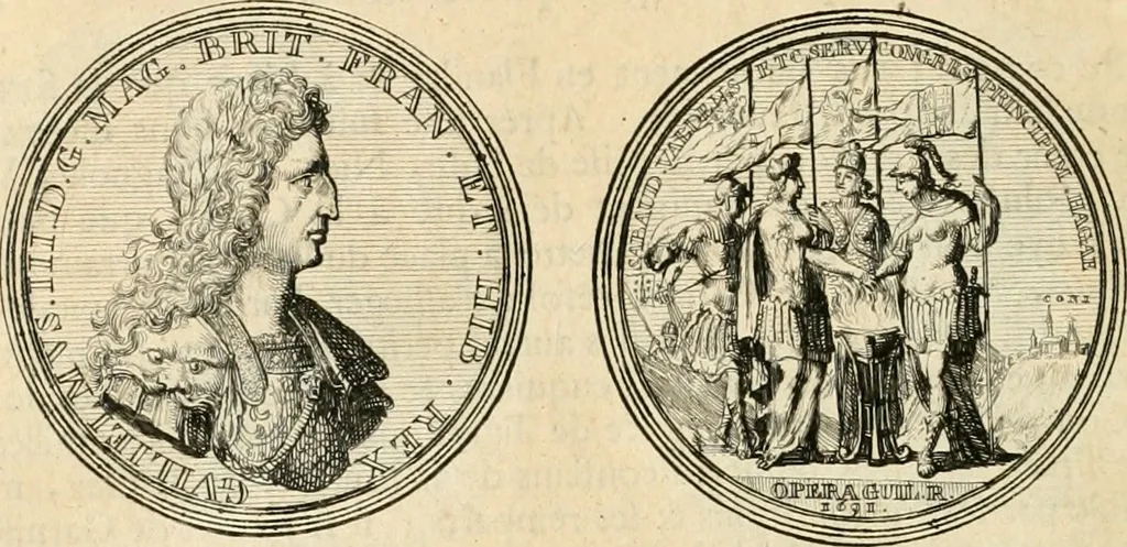 An illustration from Histoire de Guillaume III., roy d'Angleterre, d'Ecosse, de France, et d'Irlande, prince d'Orange, &c.; contenant ses actions les plus memorables, depuis sa naissance jusques à son elevation sur le trône, & ce qui s'est passé dupuis jusques à l'entiere reduction du royaume d'Irlande, 1692, leaf 233