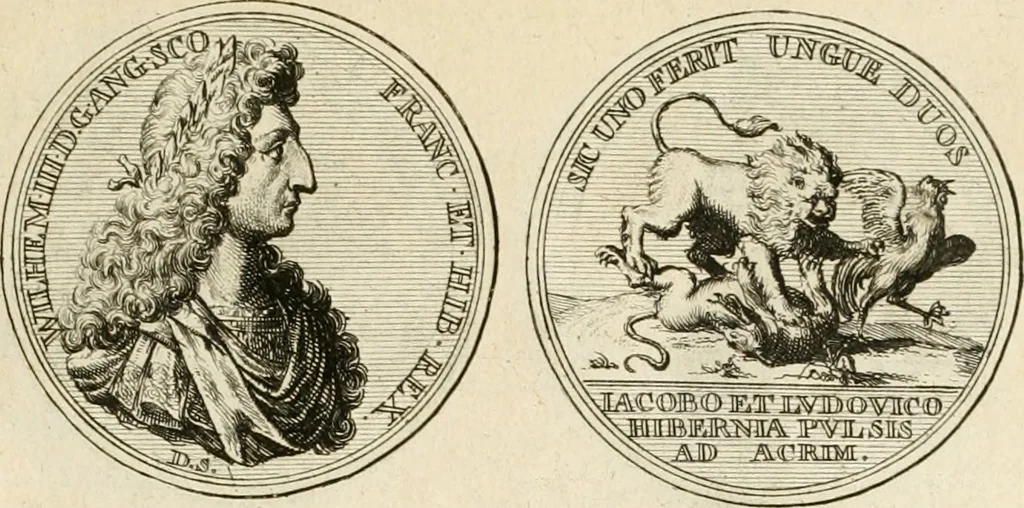An illustration from Histoire de Guillaume III., roy d'Angleterre, d'Ecosse, de France, et d'Irlande, prince d'Orange, &c.; contenant ses actions les plus memorables, depuis sa naissance jusques à son elevation sur le trône, & ce qui s'est passé dupuis jusques à l'entiere reduction du royaume d'Irlande, 1692, leaf 236