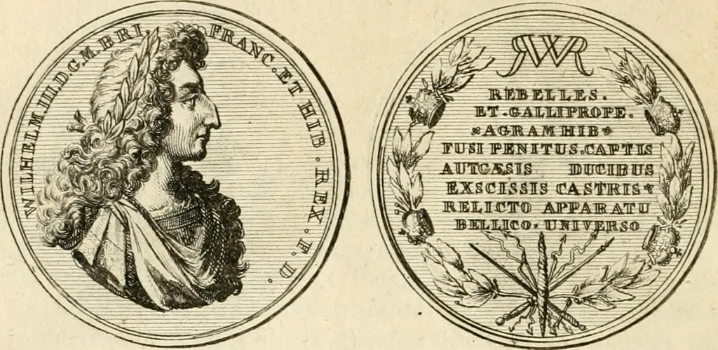 An illustration from Histoire de Guillaume III., roy d'Angleterre, d'Ecosse, de France, et d'Irlande, prince d'Orange, &c.; contenant ses actions les plus memorables, depuis sa naissance jusques à son elevation sur le trône, & ce qui s'est passé dupuis jusques à l'entiere reduction du royaume d'Irlande, 1692, leaf 237