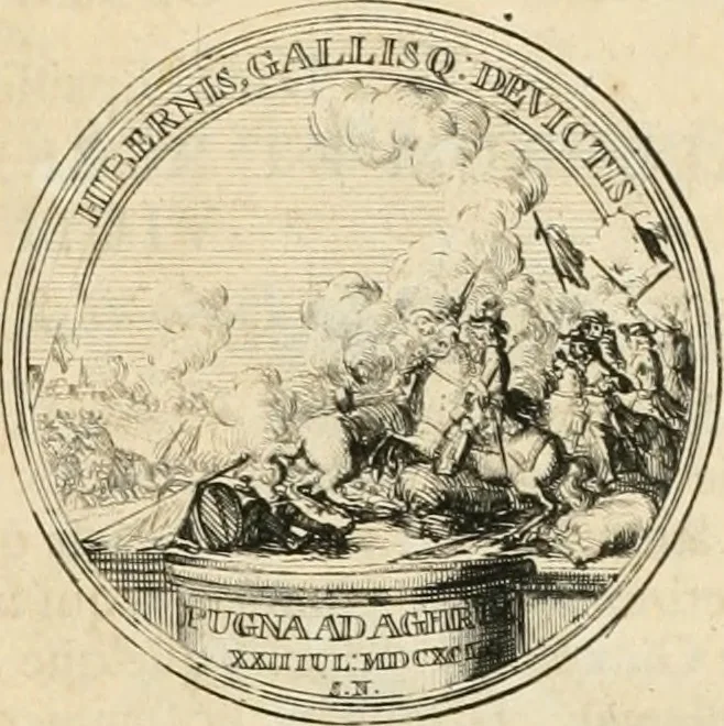 An illustration from Histoire de Guillaume III., roy d'Angleterre, d'Ecosse, de France, et d'Irlande, prince d'Orange, &c.; contenant ses actions les plus memorables, depuis sa naissance jusques à son elevation sur le trône, & ce qui s'est passé dupuis jusques à l'entiere reduction du royaume d'Irlande, 1692, leaf 238