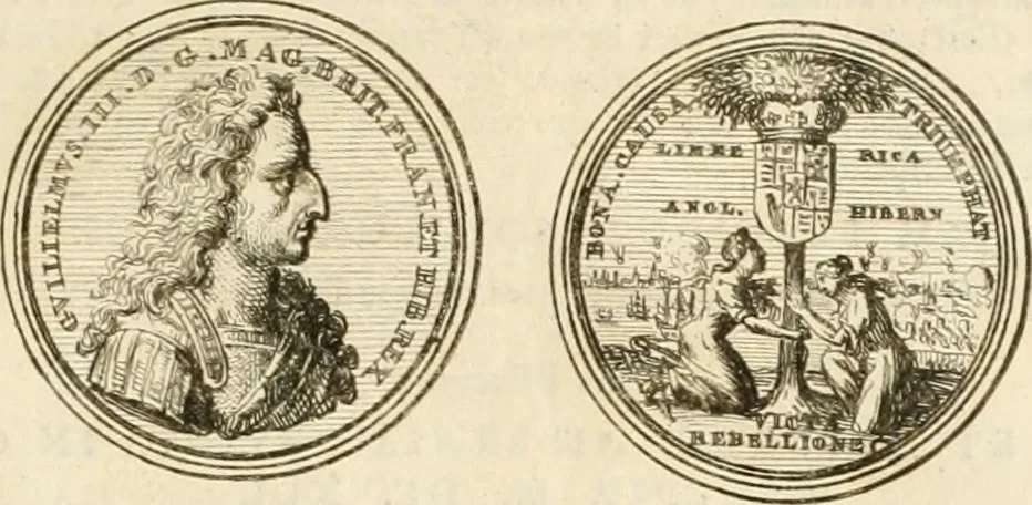 An illustration from Histoire de Guillaume III., roy d'Angleterre, d'Ecosse, de France, et d'Irlande, prince d'Orange, &c.; contenant ses actions les plus memorables, depuis sa naissance jusques à son elevation sur le trône, & ce qui s'est passé dupuis jusques à l'entiere reduction du royaume d'Irlande, 1692, leaf 242